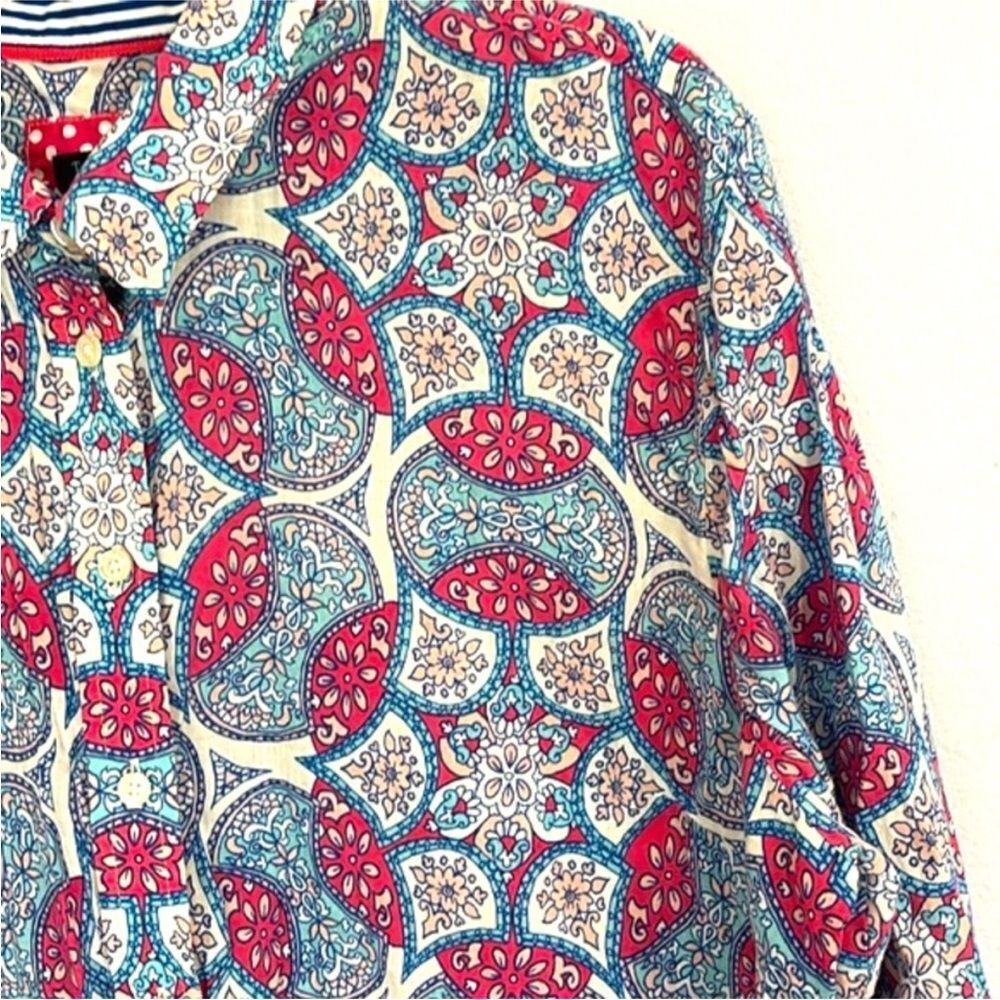 Talbots Garden Medallion Women’s Pink Blue Button Down Dress Shirt XLp Petite - Picture 9 of 16